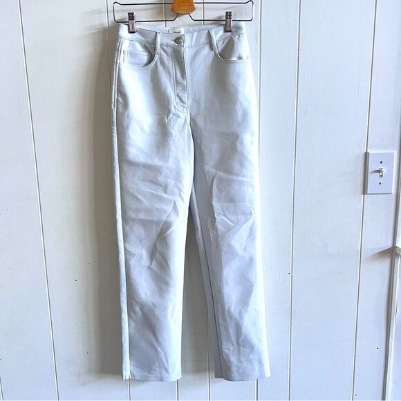 Aritzia Wilfred Melina Birch White Faux Leather High Rise Straight Leg Pant - Picture 3 of 13